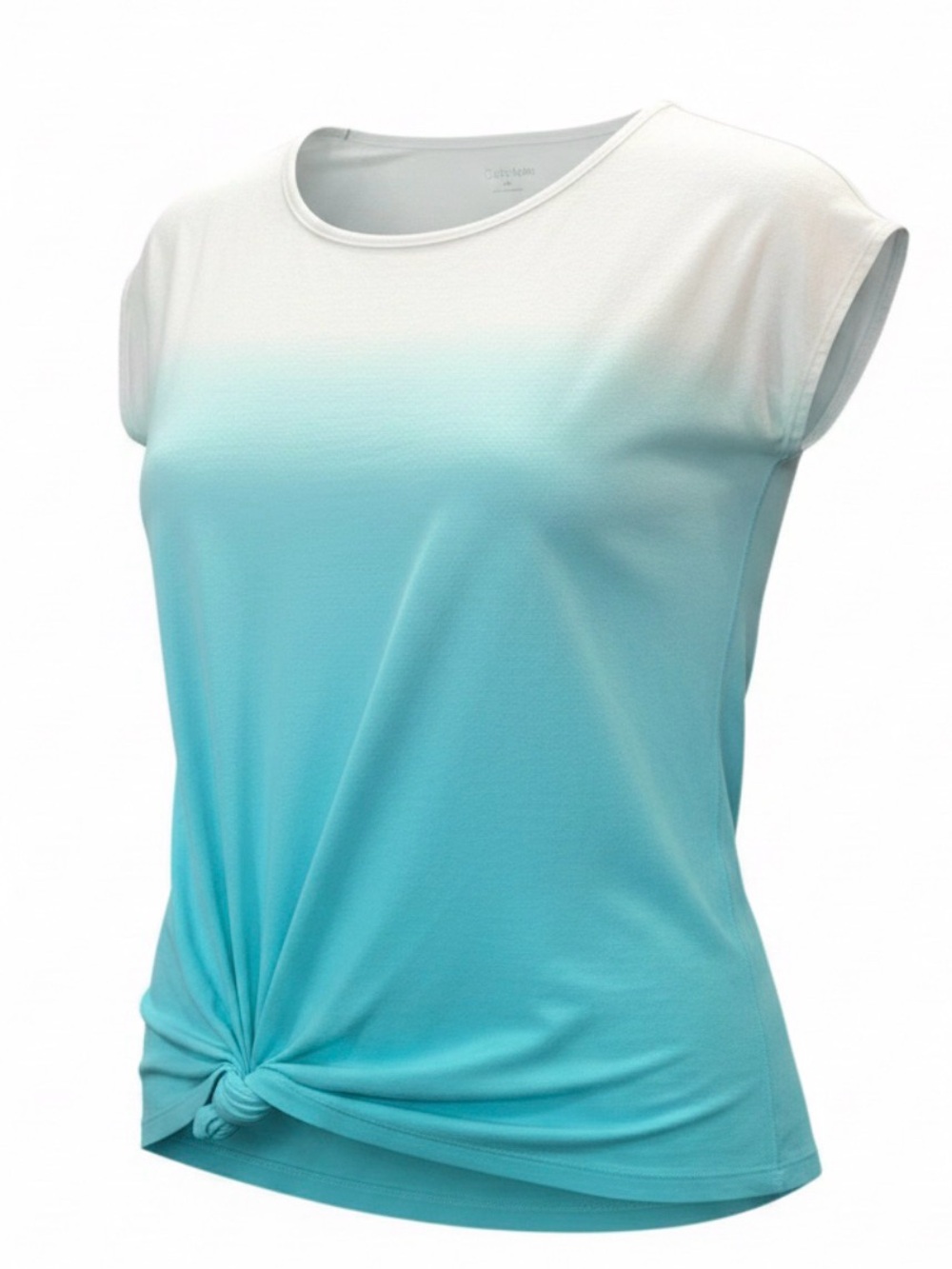 Calvin Klein Blue White Ombre Cap Sleeve Tee Size Medium Cotton Blend